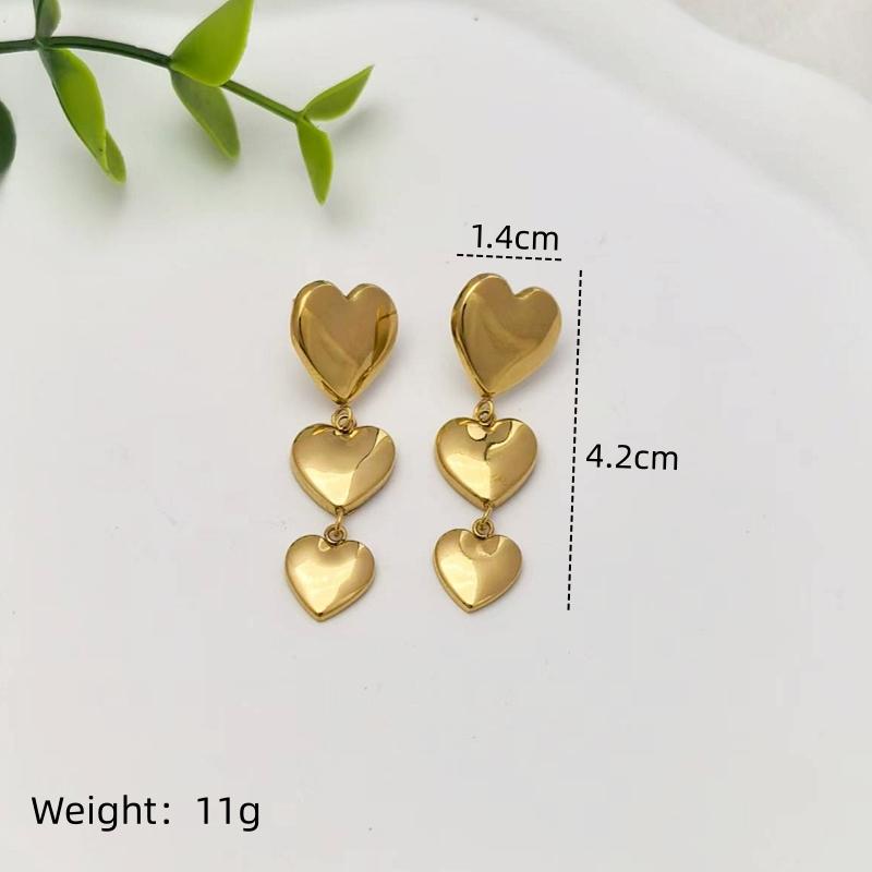 1 Pair of Stainless Steel Smooth Earrings, High-End Women's Accessories, Personalized Heart Series Earrings, Light Luxury Earrings