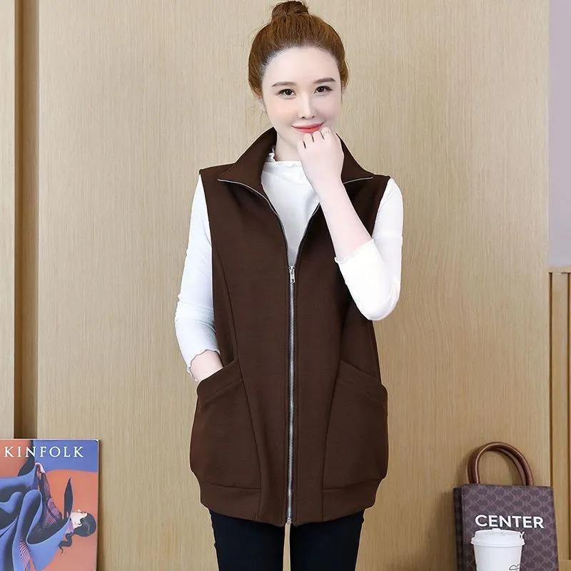 Women's Vest New Style Autumn Style Loose Versatile Cardigan Sweatshirt Vest Casual Solid Color Versatile Jacket