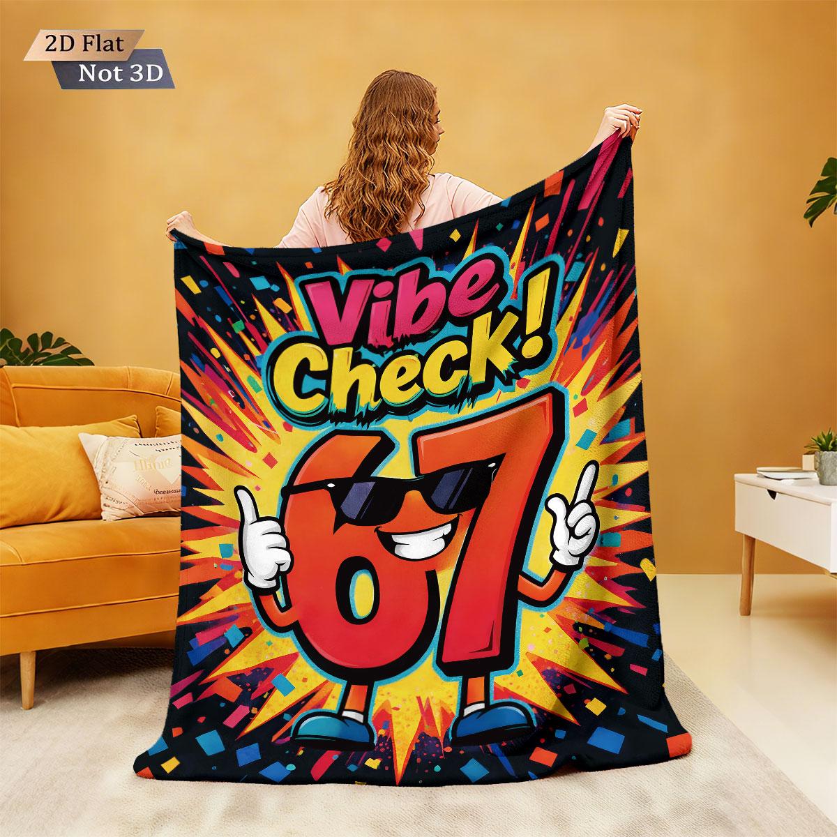 

1pc Graffiti Style Cartoon 67 Printed Flannel Blanket Multi Size Soft And Comfortable Casual Blanket Machine Washable 75x100cm (30x40inch)