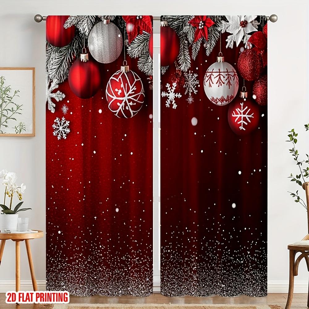 Set Of 2 Cute Winter Family Christmas Curtains Flat Print Funny Holiday Decor Living Room Bedroom Kitchen Bathroom Curtain For Made Polyester