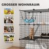 Indoor Cat Cage DIY Customizable 3-Tier Indoor Cat Enclosure with 3 Doors and Hammock 105 Cm Black