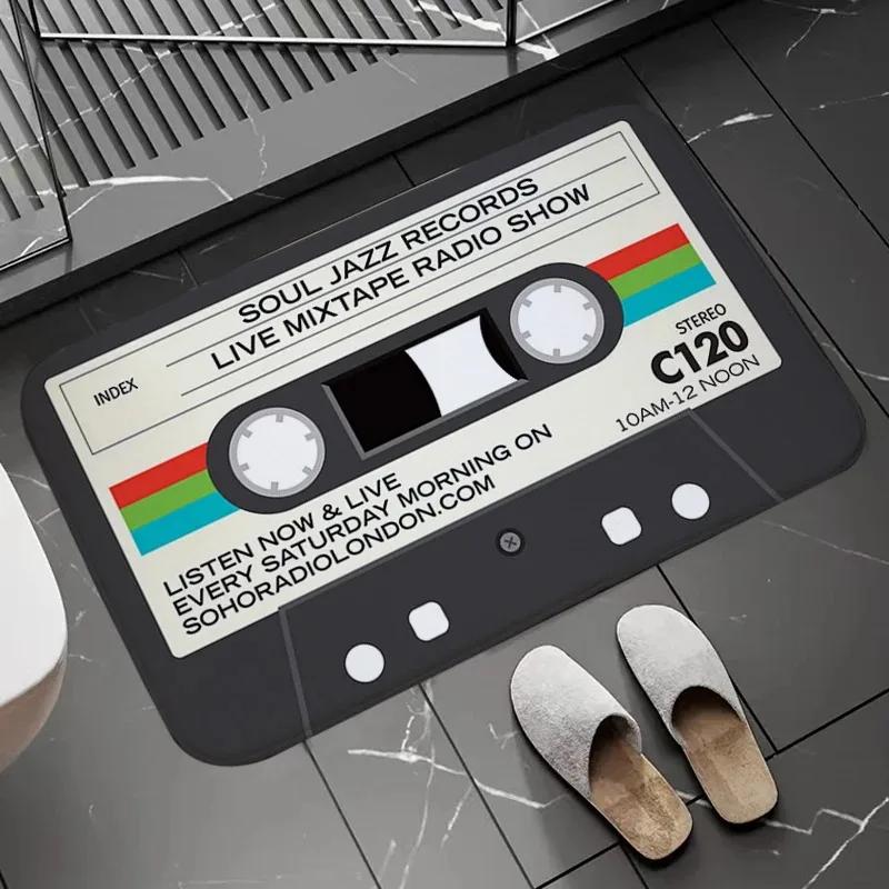 Retro kazetová páska Koupelnové předložky Super savý koupelnový koberec Vstup do domu Vítejte Protiskluzová rohožka Křemelina Koberec do kuchyně