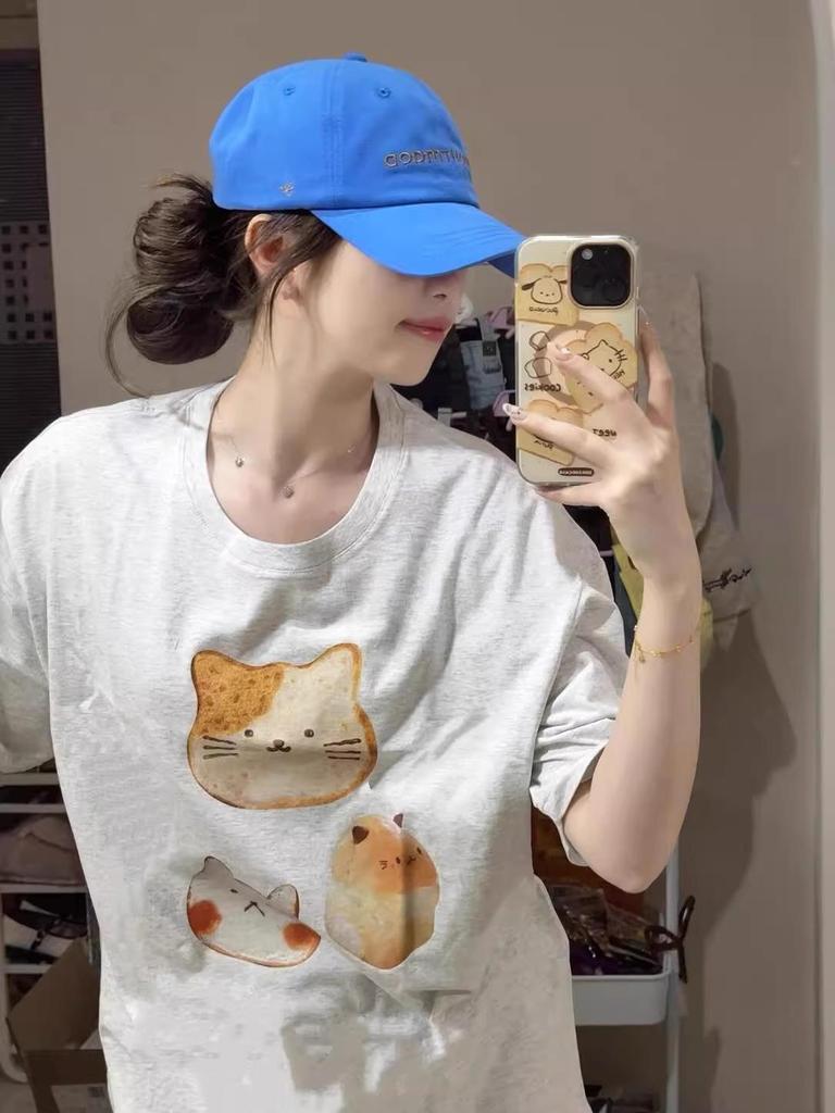 Women's American Retro Pure Cotton Oversized T-shirt - Summer 2025 Niche Design