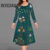 Christmas Print Woman Dress O Neck Ladies Long Sleeves Autumn Winter New Products Loose Casual Christmas Tree Plus Size Dresses