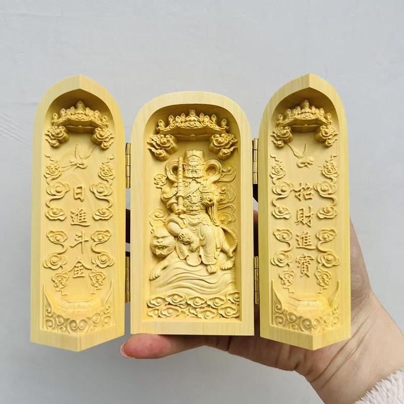 Резьба по массиву дерева Складные статуи и фигурки Будды Декор для дома, комнаты, офиса Богатство, Удача, Фэн-шуй Маленькие декоративные предметы
