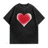 Red Heart Summer T Shirt for Women  with Cool Prints National Parents Day S Vintage Washed Fashion Streetwear Breathable
