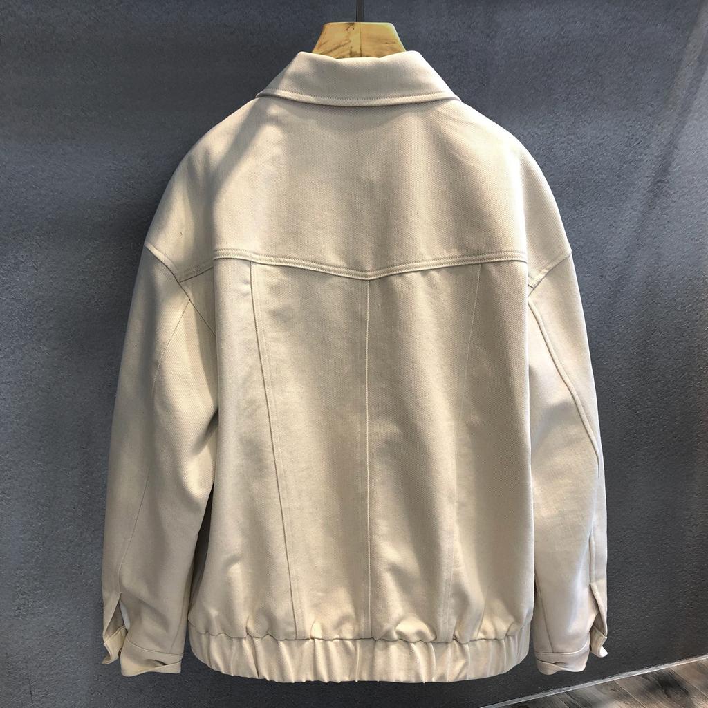 Washed Zipper Lapel Jacket Men's New Spring and Autumn Short Coat