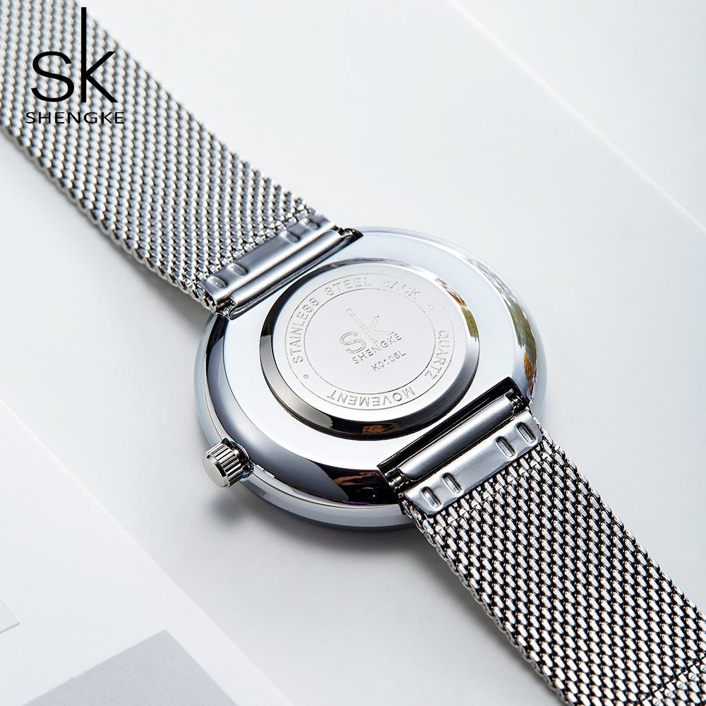 SK Women's Geometric Mesh Strap Quartz Waterproof Watch - Fashion Creative Design 0105