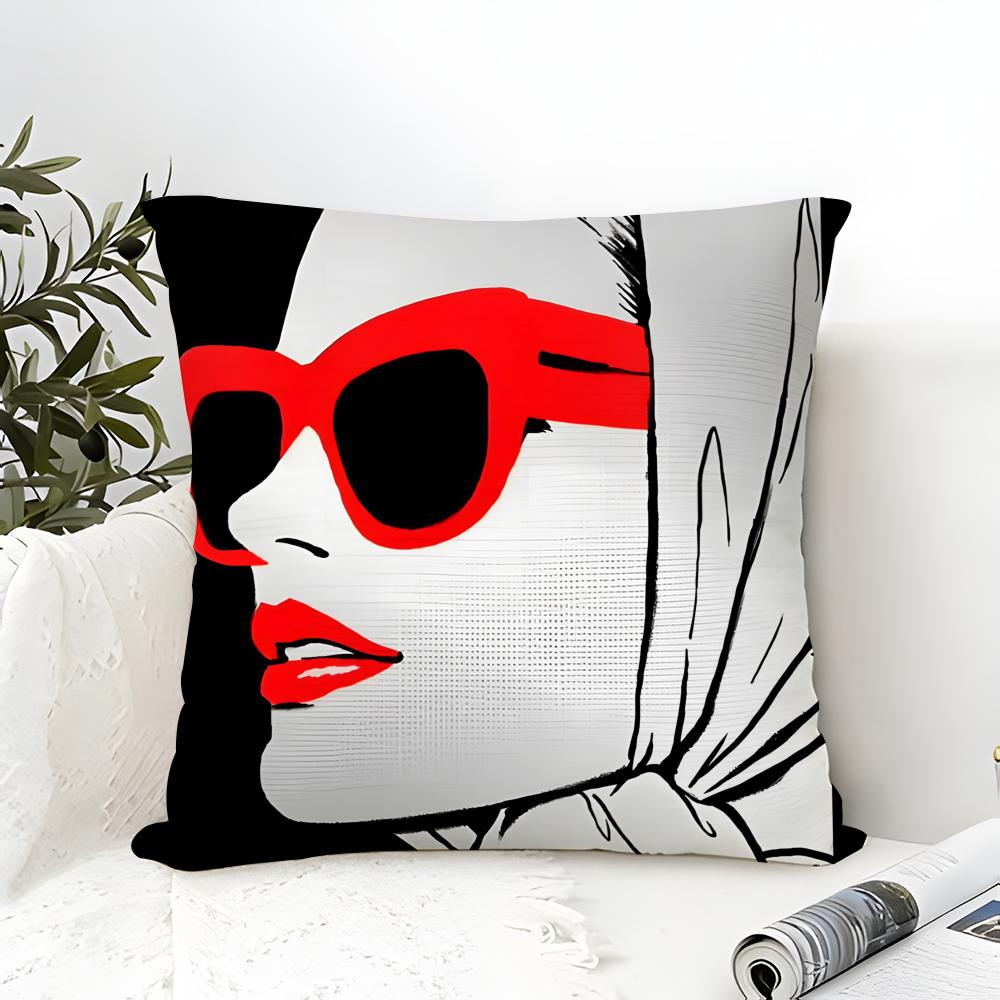 A-Audrey H-Hepburn Fashion Prin Pillow Case Linen Pillow Case Sofa Home Decor Cushion Cover Cushion Cove