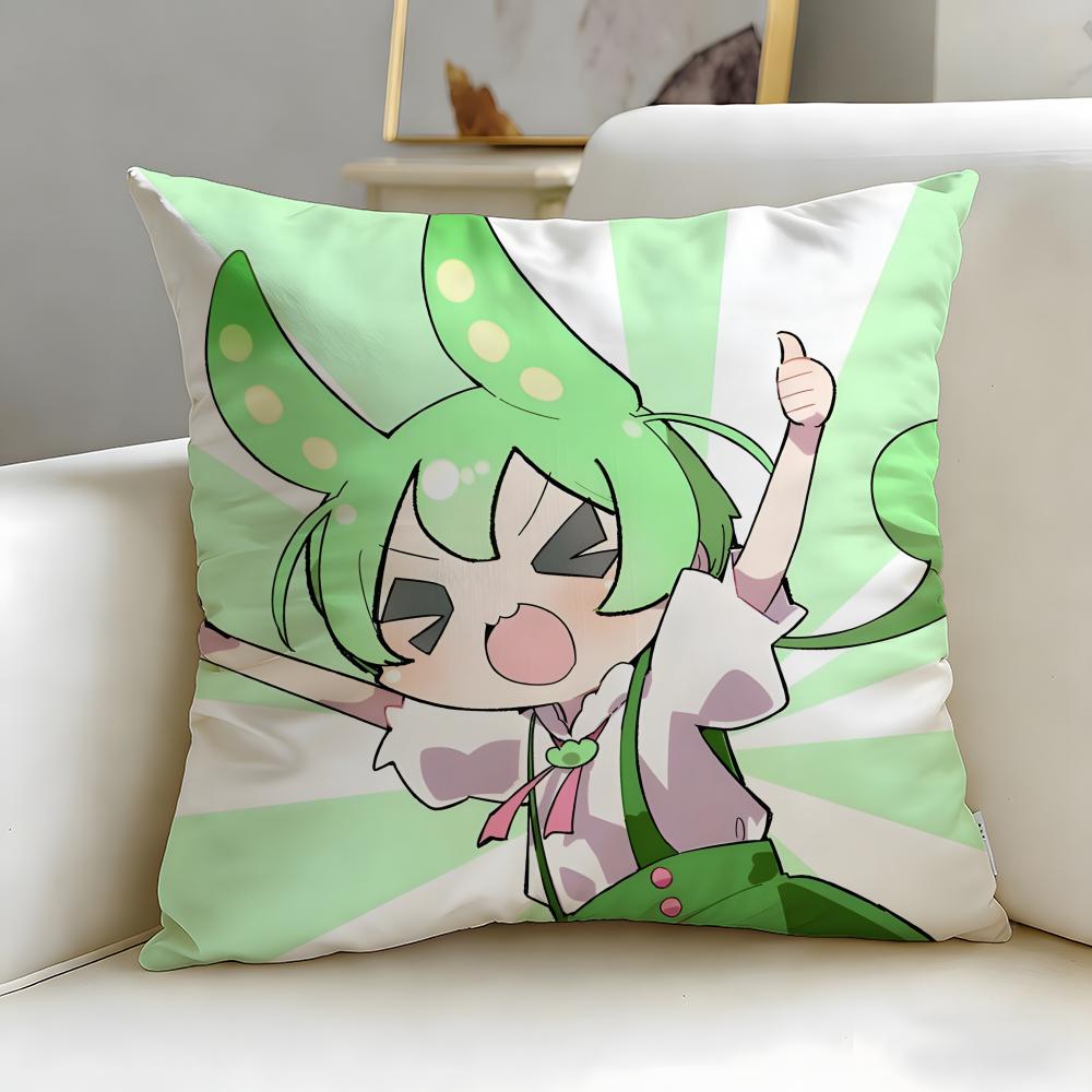 popular virtual singer Zundamon Cushion Cover Soft & Easy-Wash Pillow Case – Versatile for Couch, Bed, Travel and Office