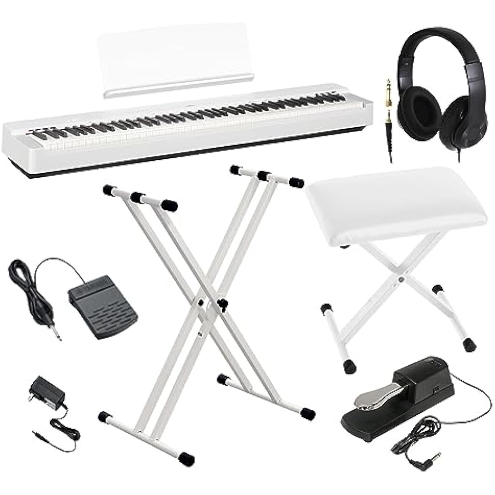 YAMAHA P-225 Electronic Piano 88 Keys Yamaha P Series (X Stand X Chair Damper Pedal Headphone, Wh...
