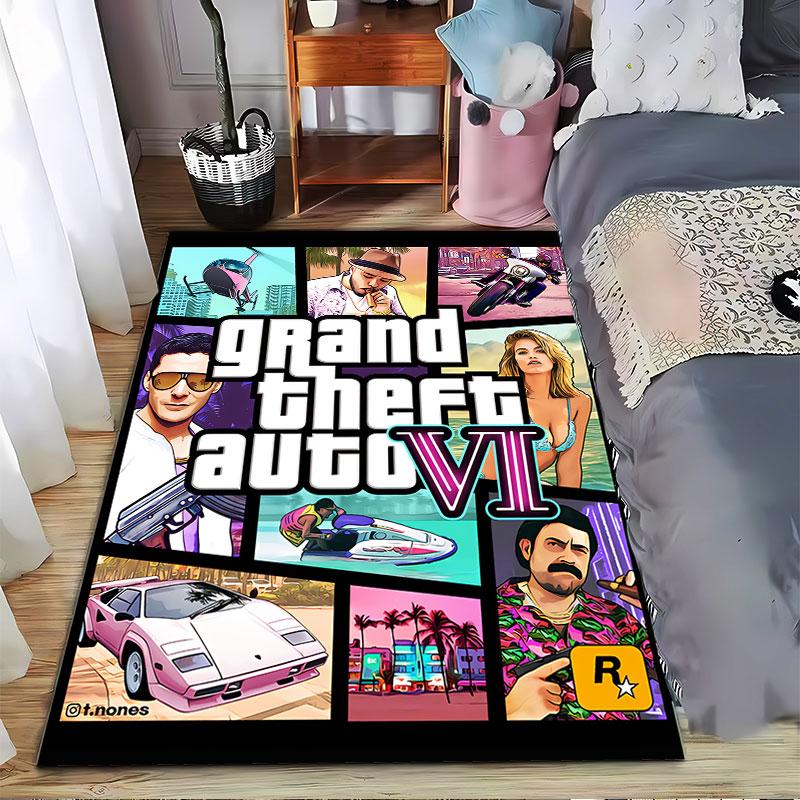 אמנות של Grand Theft Auto VI מתאימה כמחצלת מונעת החלקה לספה בסלון או בחדר השינה