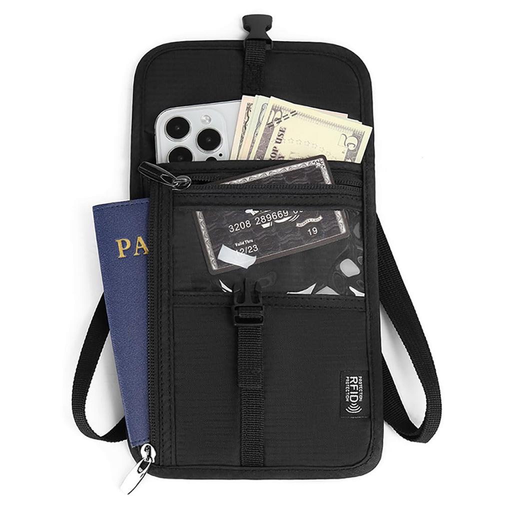 Passport Security Electromagnetic Wave Large Passport Cover with Adjustable Shoulder Ideal for International Valuables Business and More 1 [LeTradeJP]
