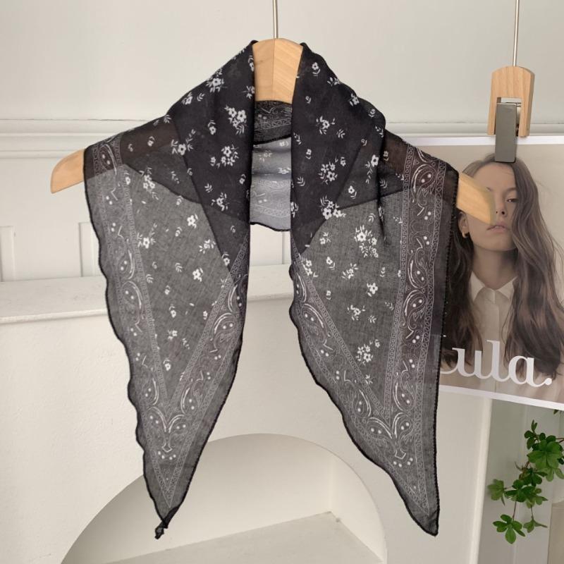 Cashew Flower Silk Scarf, Scarf, New Retro Headscarf, Headband, Jeans, Waist Accessories, Triangular Scarf, Waist Fart Curtain.
