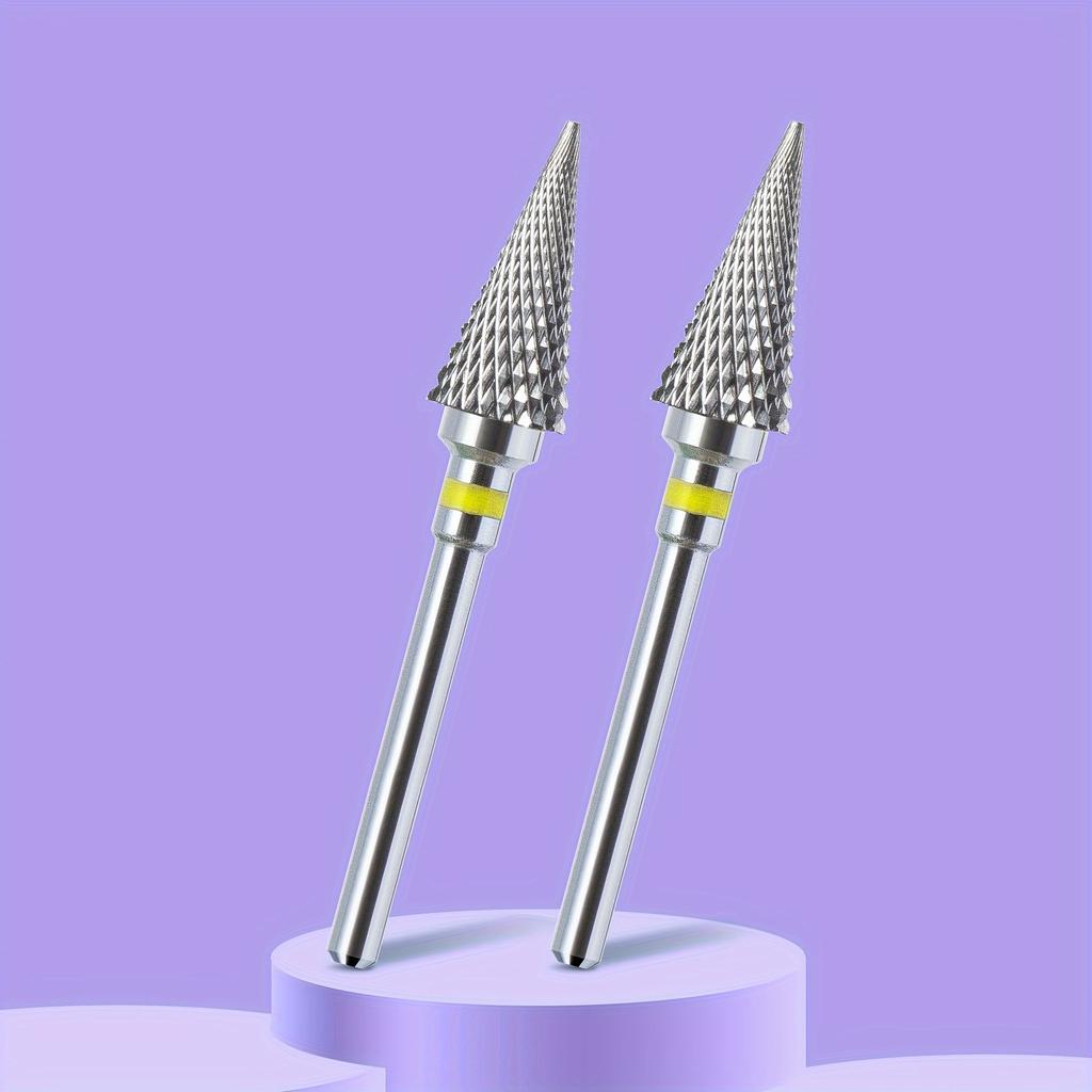 2PCS Tungsten Carbide Nail Drill Bits Gel Polish Remover 3/32 Inch Nail Art Files Cuticle Milling Cutter For Manicure Pedicure