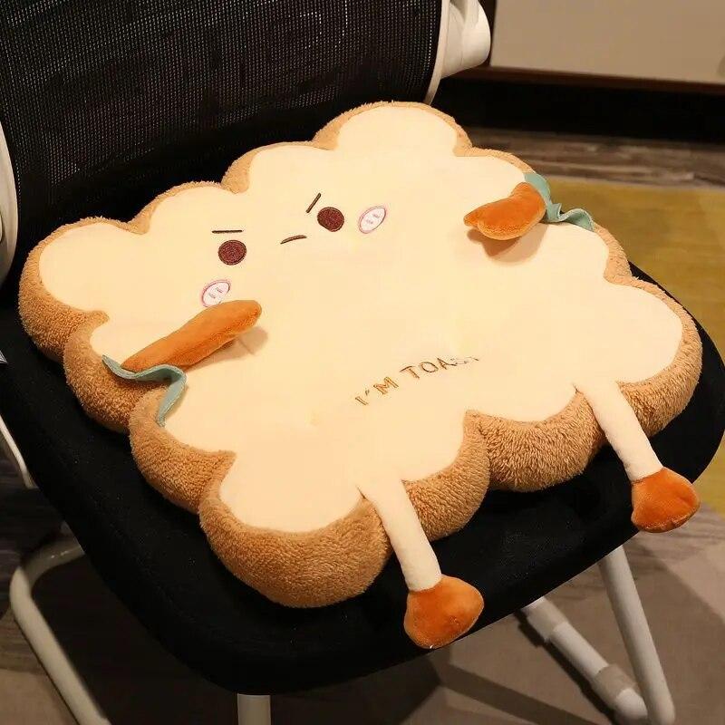 1pc Simulation Bread Toast Cushion Stuffed Memory Foam Pillow Sofa Chair Decor Seat Cushion Cute Student Chair Pad