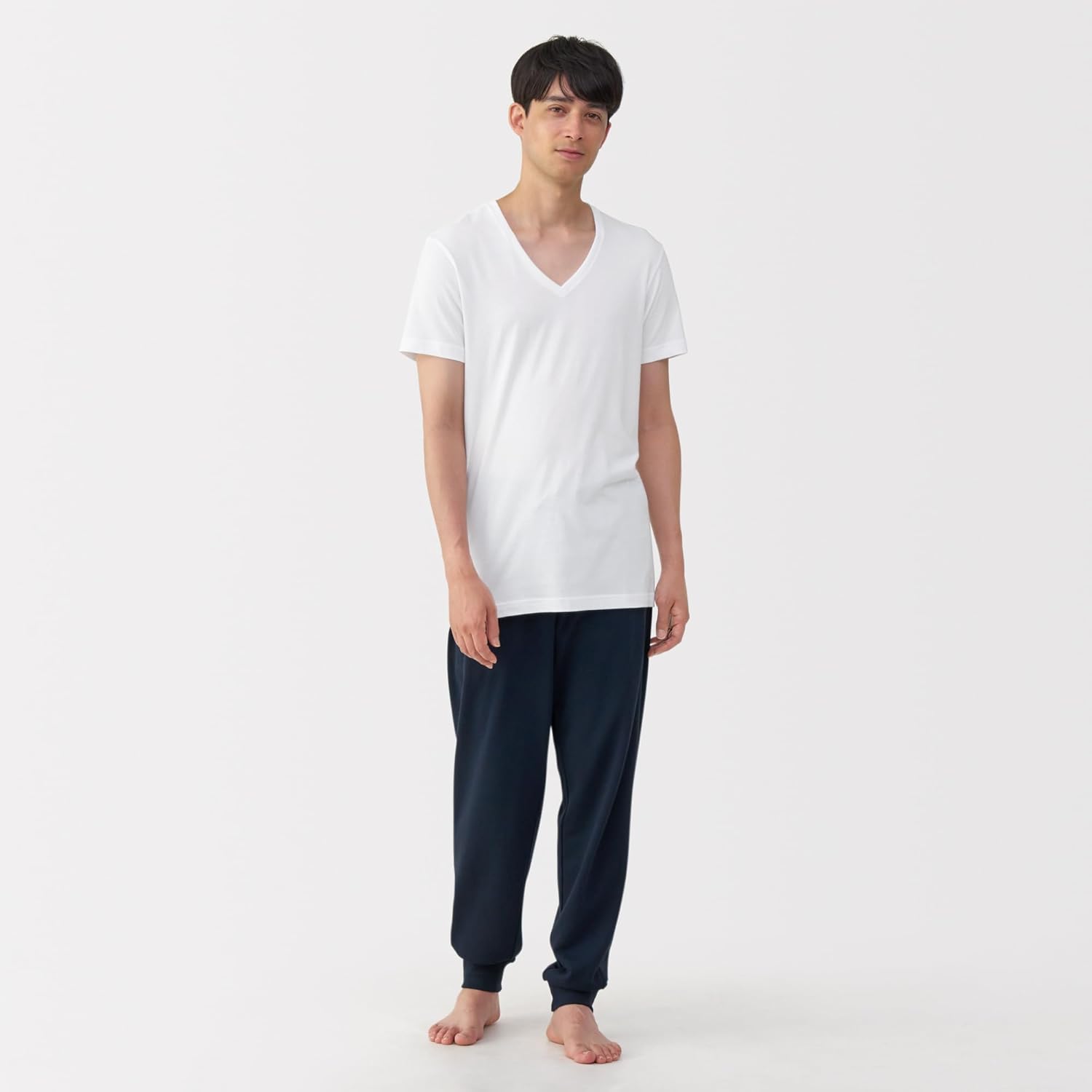 MUJI Бесшовная FA19FA5A Белый Размер L Мужская футболка с V-образным вырезом и короткими рукавами (2-Pack) Мужской белый