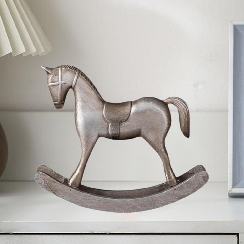 Schaukelpferd Statue Dekorative Figur Kunsthandwerk Mode Retro Stil Heimdeko Ornament Holz