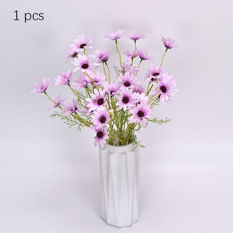 

5 Искусственные Головки Шелковые Поддельные Цветы Маргаритки Свадебная Вечеринка Букет Домашний Декор Стола Light Purple-1pcs