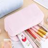 Large Capacity Corduroy Striped Travel Makeup Bag - Portable and Stylish