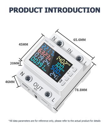 Tuya WiFi 8in1 Power Meter AC Digital Energy Tester 170-270V/63A Voltage and Current Meter APP Control Relay Circuit Breaker