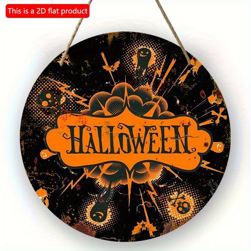 2d Flat 20*20cm, Halloween Home Decoration, Wooden Circular Logo Creative Decorative Plaque, for Home, Kitchen, Office, Garden, Bar Decor.