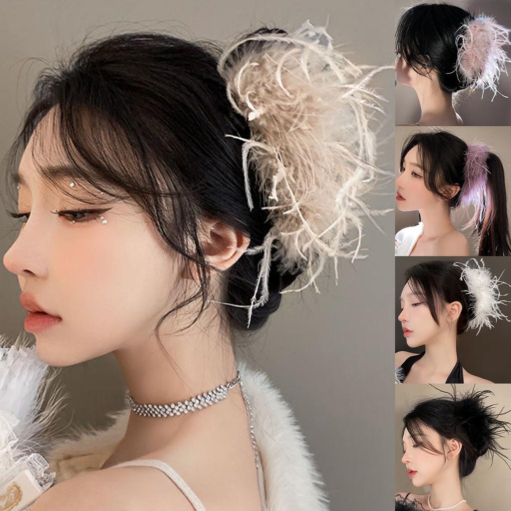 Hair Claw Clip Feather Theme Hair Claw Clamp Lovely 1920s Hair Holder Barrettes Strong Hold Hairpin for Girls