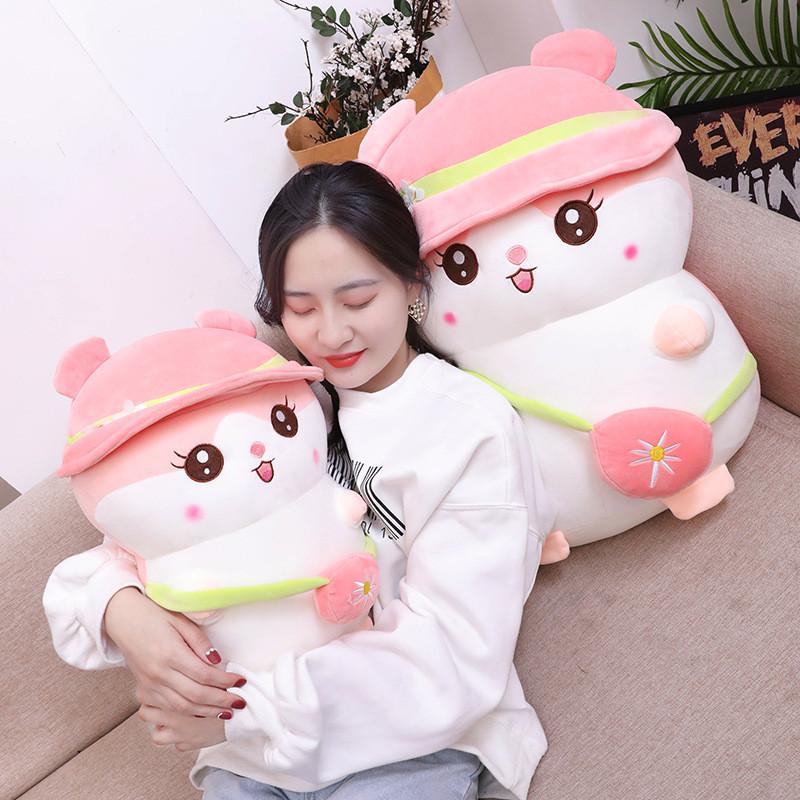 Cute Hamster Plush Toy With Hoodie Large Sleep Pillow For Kids And Girls