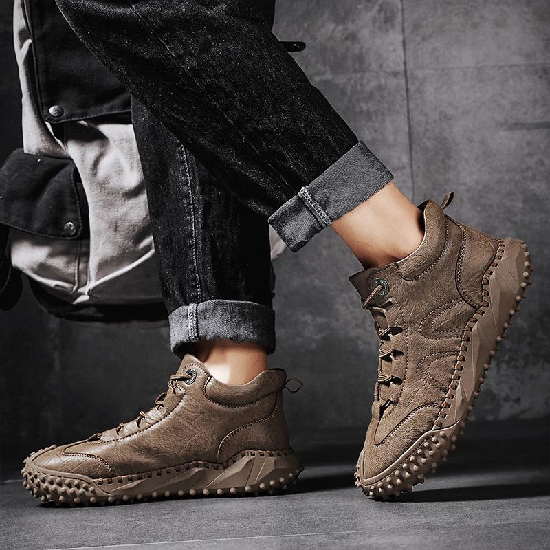 38-46 Fall/ Winter Mens Handmade  Leather  Soft Sock Ankle Boots Autumn Winter Men Boots Men's Ankle Boots Handmade Plush Shoes Casual Shoes