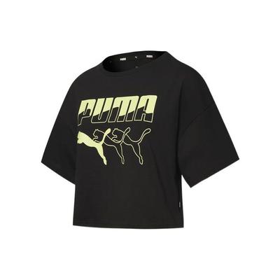 Logo Print Casual Round Neck Short Sleeve Drop Shoulder T-Shirt Women T-Shirt Black 584427-56