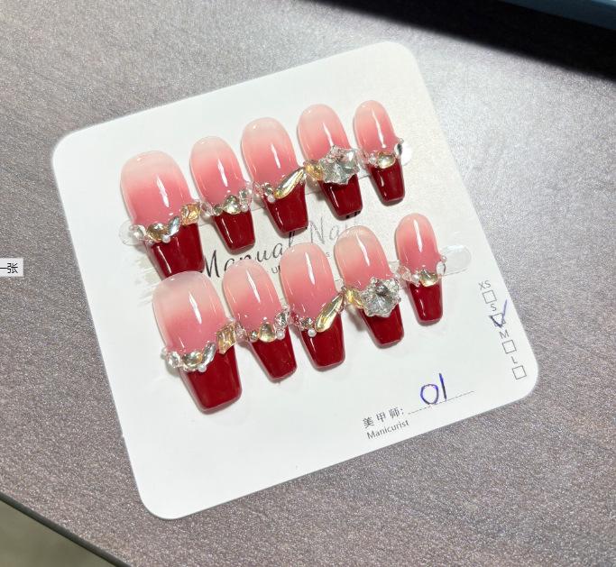 Handcrafted Short Wearable Nail Art Stickers - High-End Boutique False Nails
