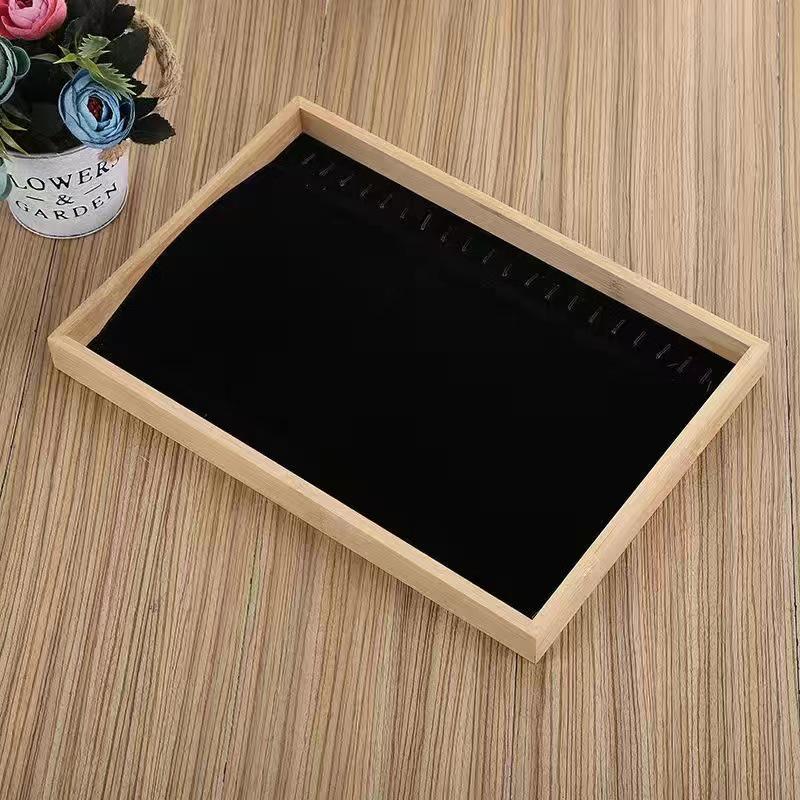 Bamboo & Wood Jewelry Display Tray - Necklace, Bracelet, and Stall Rack Organizer
