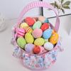 Reusable Fabric Easters Bucket Rabbit Print Decorative Bin Eggs Hunt Organizers Basket For Treats Storage Holiday Gifts