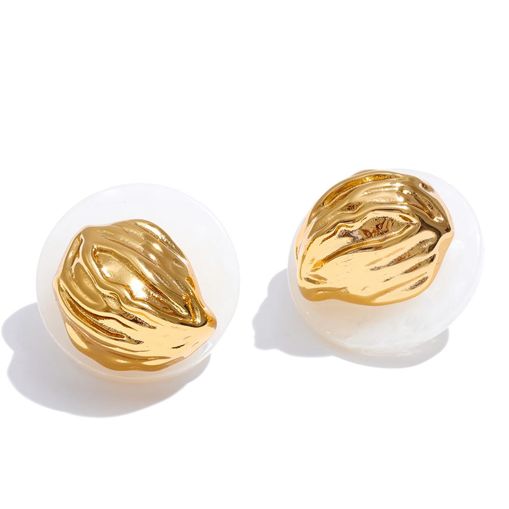 

Yhpup Detachable Stainless Steel Resin Round Geometric Stud Earrings 2 Ways to Wear Stylish Unique Attractive Cheap Jewelry