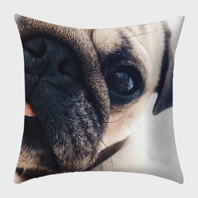 Bulldog Polyester Cushion Cover Modern French Bulldog Pillowcase Sofa Throw Pillow Cover Decorative Pillowcase For Couch Bed Car