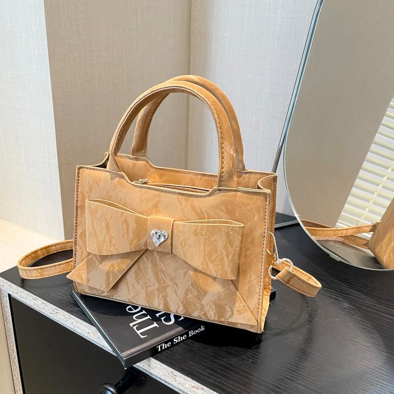 Fashion Bow One Shoulder Handbag Women's Trendy New Trend Crossbody Bag Simple Women's Bag Small Square Bag Women's