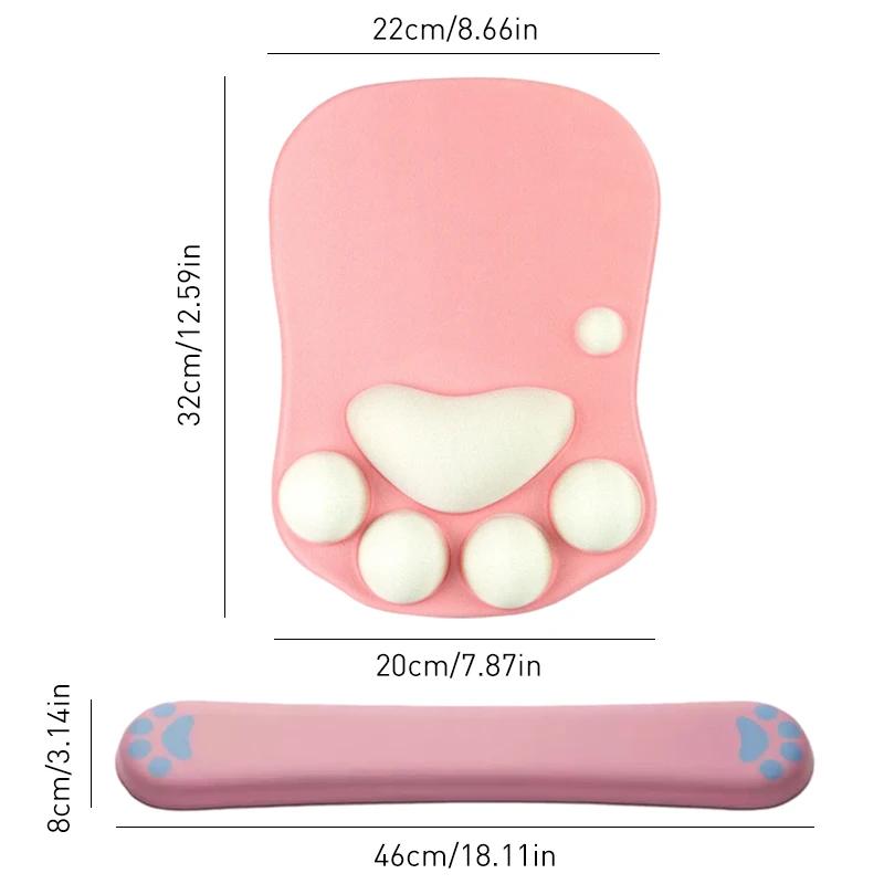 Wrist Rest Support for 3D Mouse Pad Cat's Paw Circle Coaster Gaming Mouse Pad Ergonomic Gel Memory Foam for Computer, Laptop