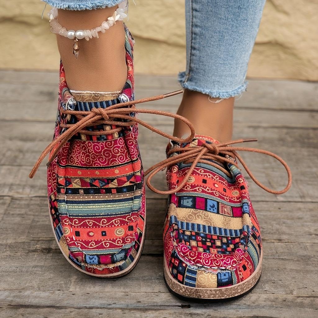 Women'S Casual Flat Sneakers - Colorful Patchwork Design Lightweight, Comfortable All-Season Shoes, Vibrant Sports Style | Breathable Fabric Upper