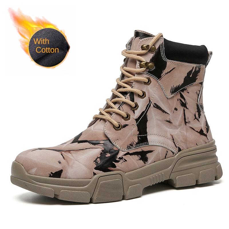 

Зимние мужские хлопковые ботинки, утепленные мужские камуфляжные ботинки, женские рабочие ботинки, короткие ботинки для активного отдыха, обувь для мотоциклистов 47
