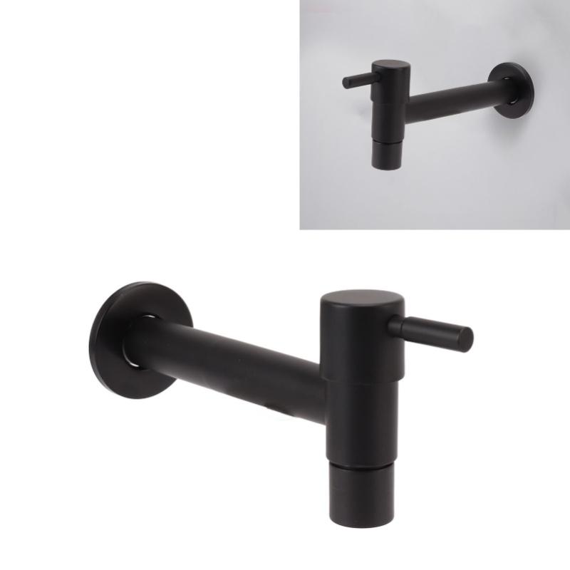 G1/2 Wall Mounted Cold Water Tap 304 Stainless Steel Single Handle Cold Faucet Bathroom Garden Faucet Tap Black For Mop Pool