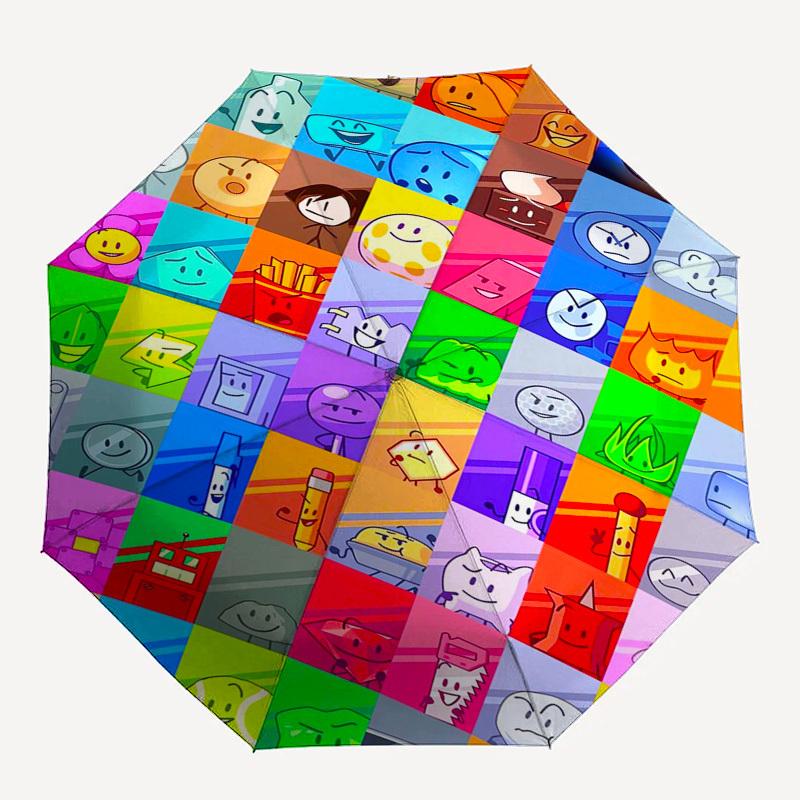 Character Grid, Cartoon Icons Themed Automatic Opening and Closing Umbrella, Compact Travel Umbrella, Lightweight and Portable, Suitable for