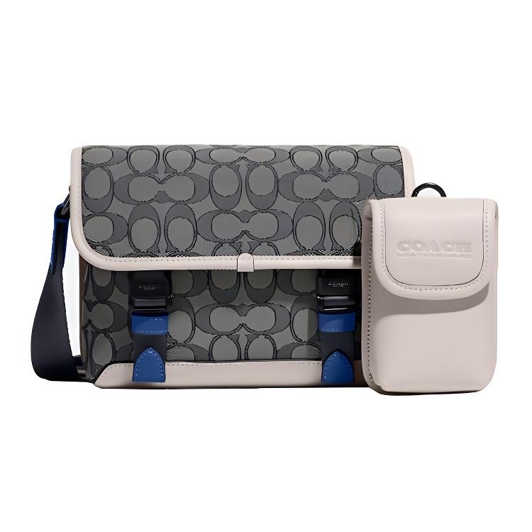 

Новая тканевая сумка-мессенджер COACH League, сумка через плечо, сумка кроссбоди маленькая мужская черно-серо-белая C8113-TXE 22.1*5.1*16.0CM