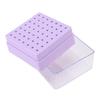 49 Holes Nail Drill Bits Holder Nail Polish Head Storage Box with Clear Dust Lid for Salon Home Purple