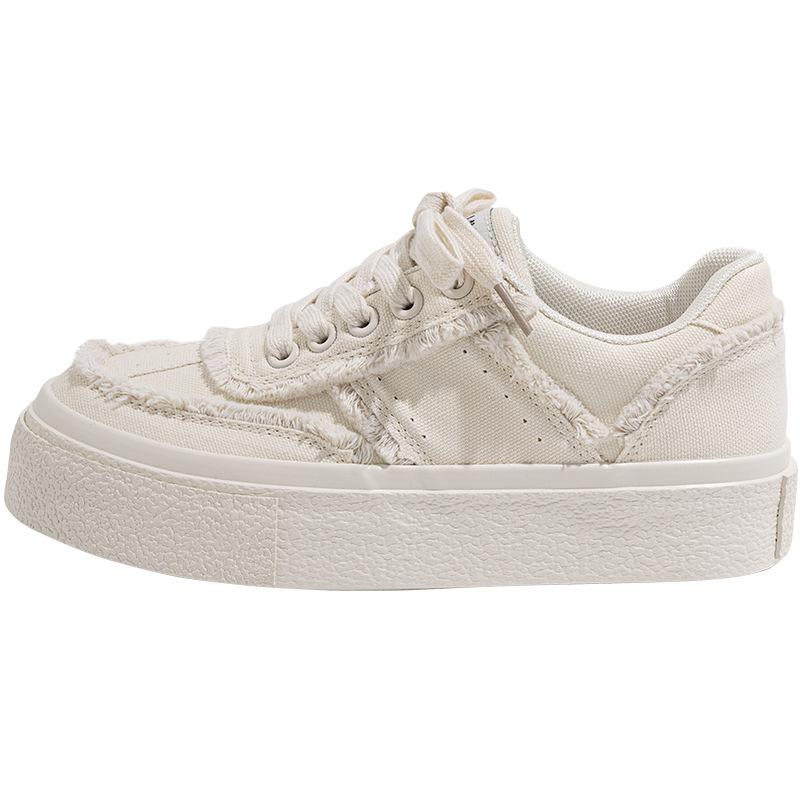 Global ZHQ-HQ007 Milk-colored Canvas Shoes Women's New Summer Breathable Casual Hong Kong Flavor Versatile Popular White Shoes