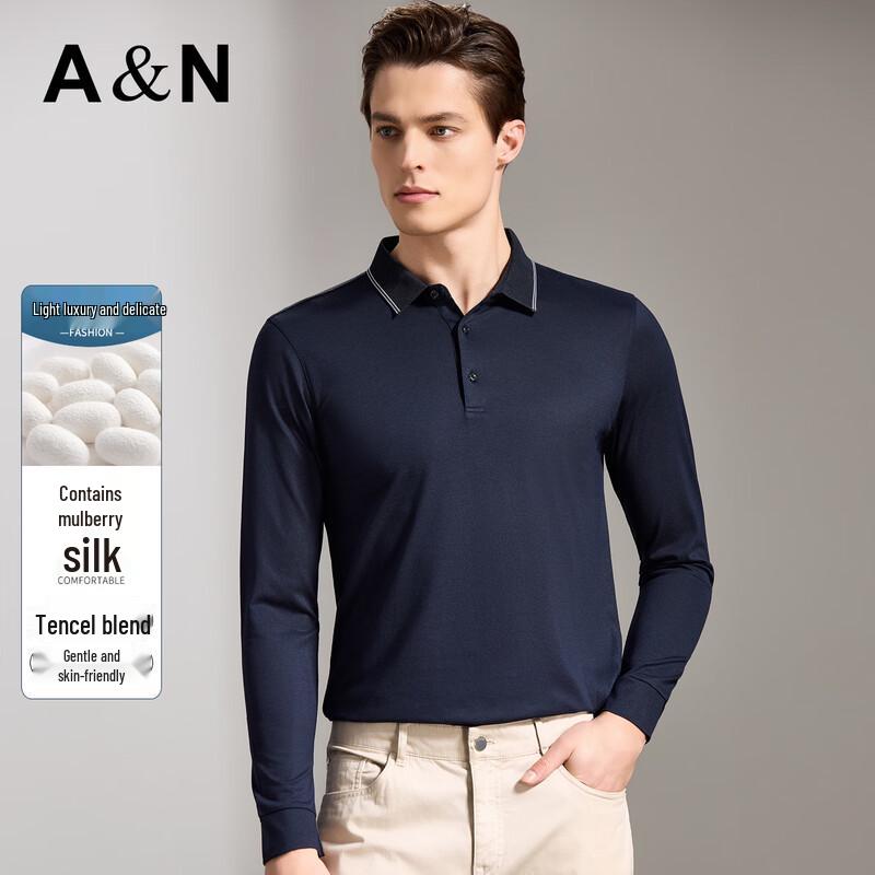 Antonio Men s Silk Blend Color-Block Long-Sleeve Polo Shirt 48