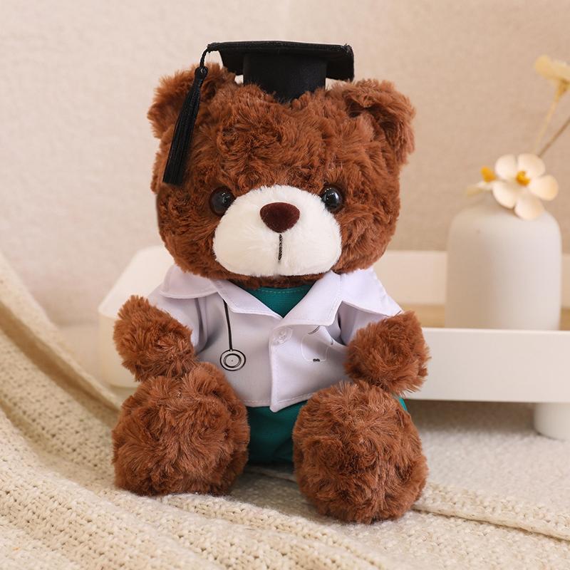 23Cm Medical College Graduation Teddy Bear Plush Toy University Doctor Bachelor Cartoon Animal Mascot Souvenir Present