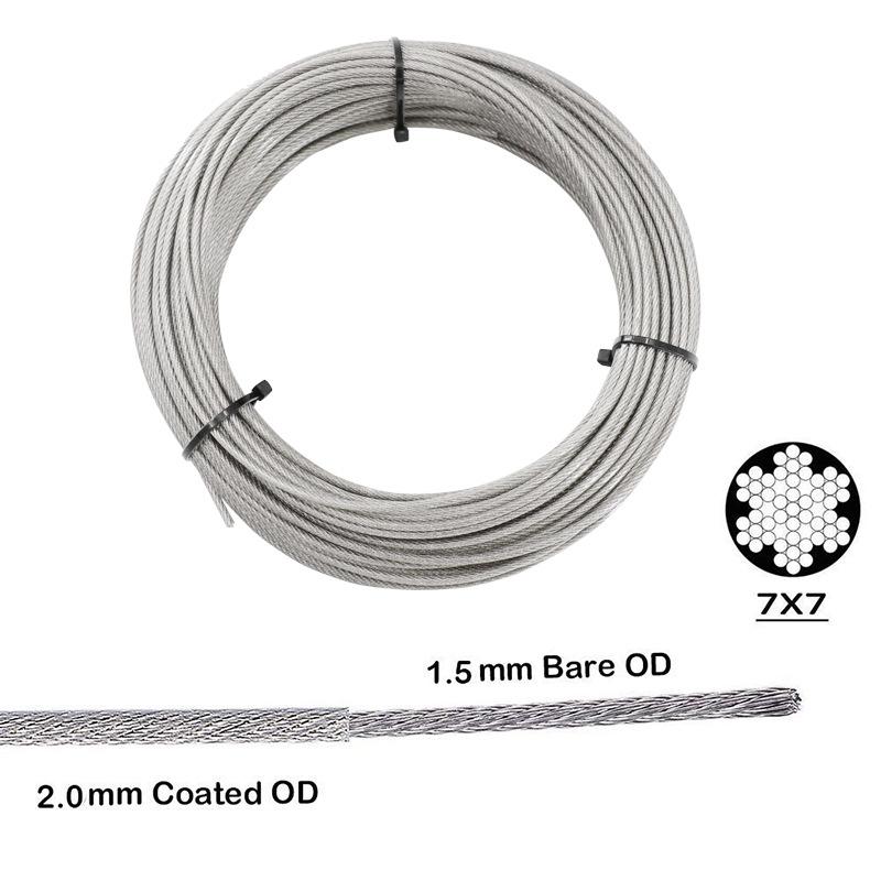 10/15/20M Stainless Steel Cable Rope Kit Heavy Duty 304 PVC Coated for Garden Balcony Railing Farm Fence Tent Outdoor Wire Rope