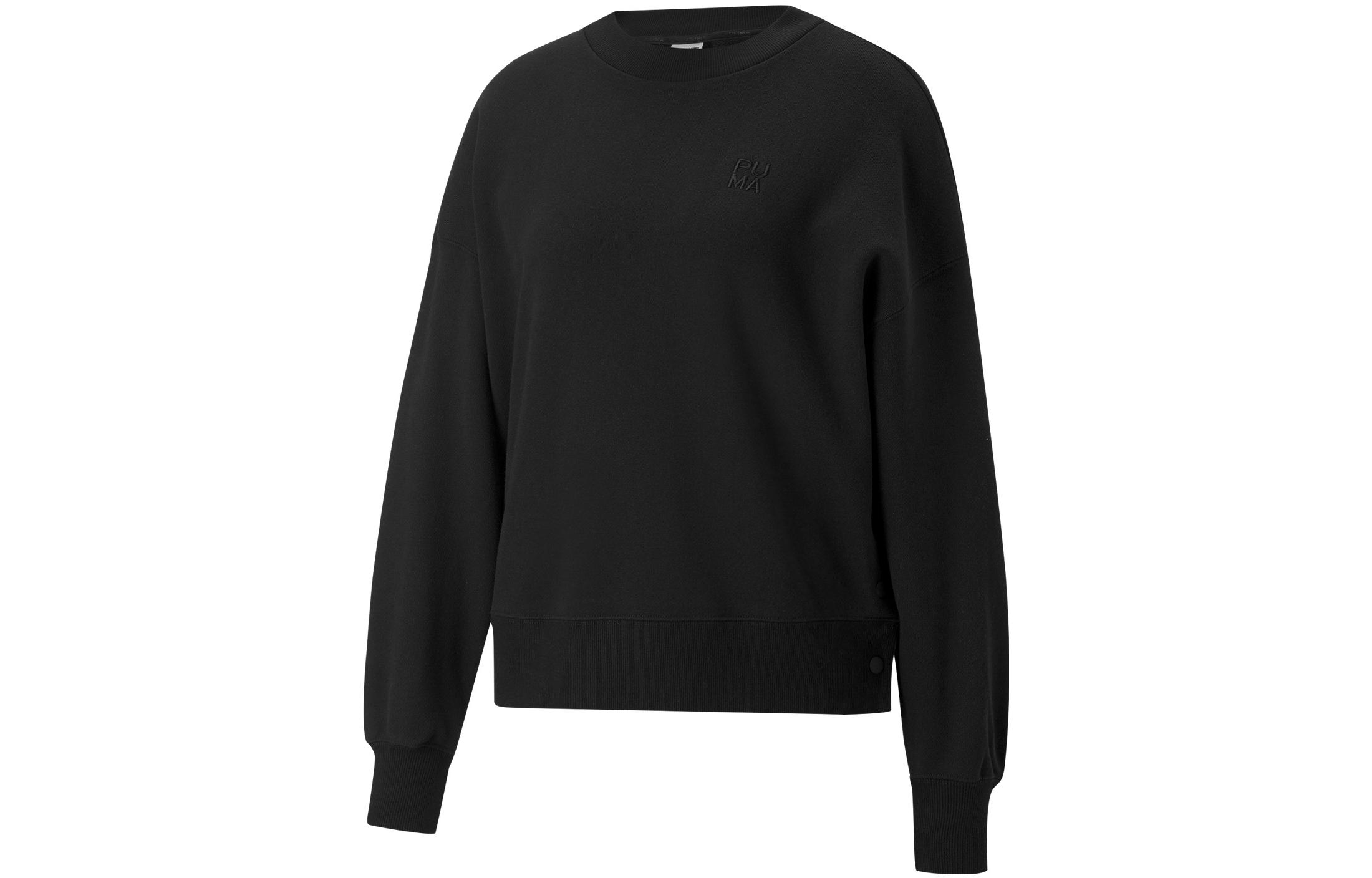 PUMA Sweatshirts Women s Black Crew Neck Moderate Regular 537631-01 L