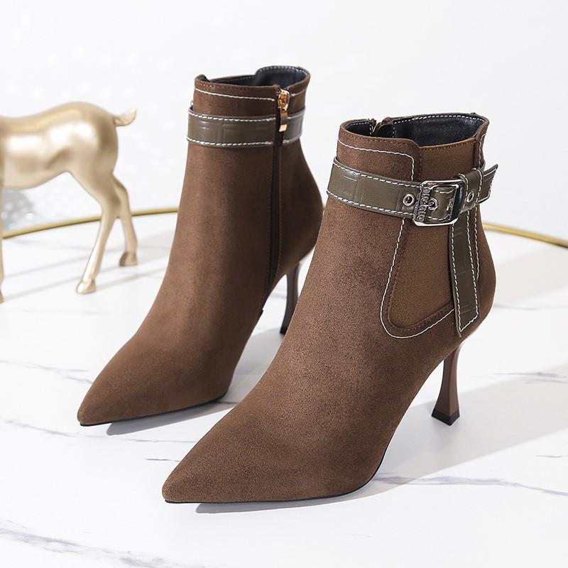 Elegant Pointed Toe Ankle Women Boots Luxury High Heels Shoes 2025 Winter Trend Party Dress Shoes New Sexy Pumps Botas Mujer