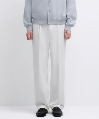 Wide Hidden Banding Slacks [White]